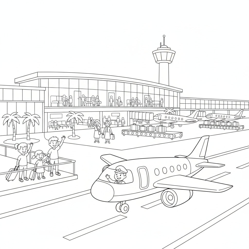 Airport Terminal coloring page